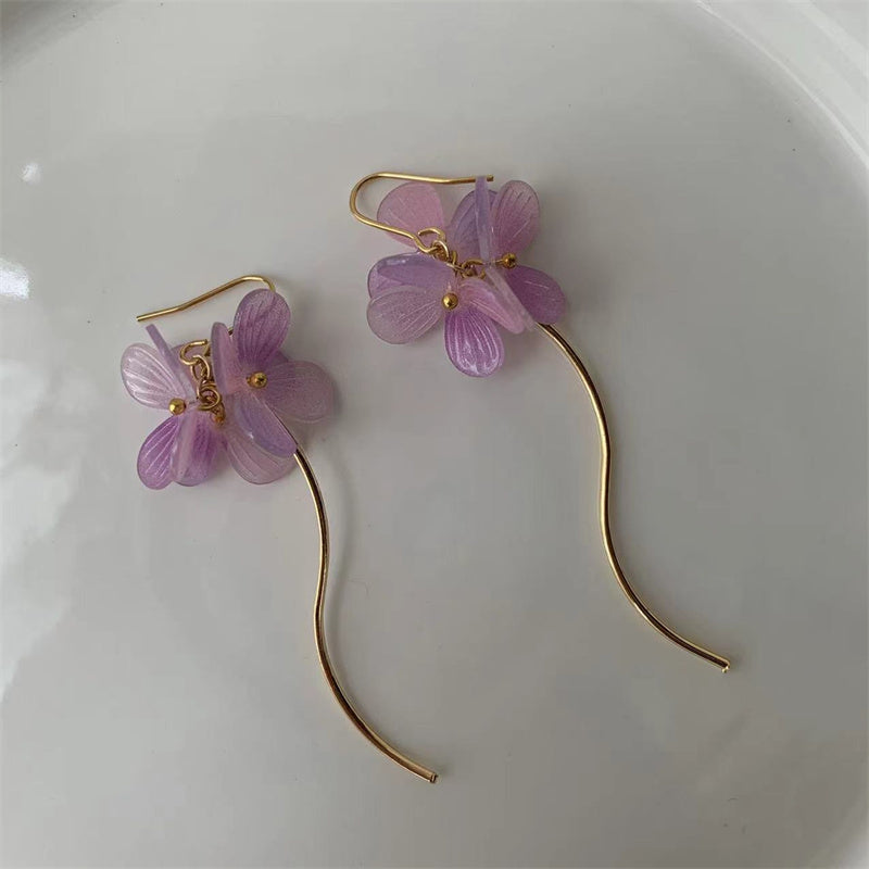 Purple Flower 14k Earrings
