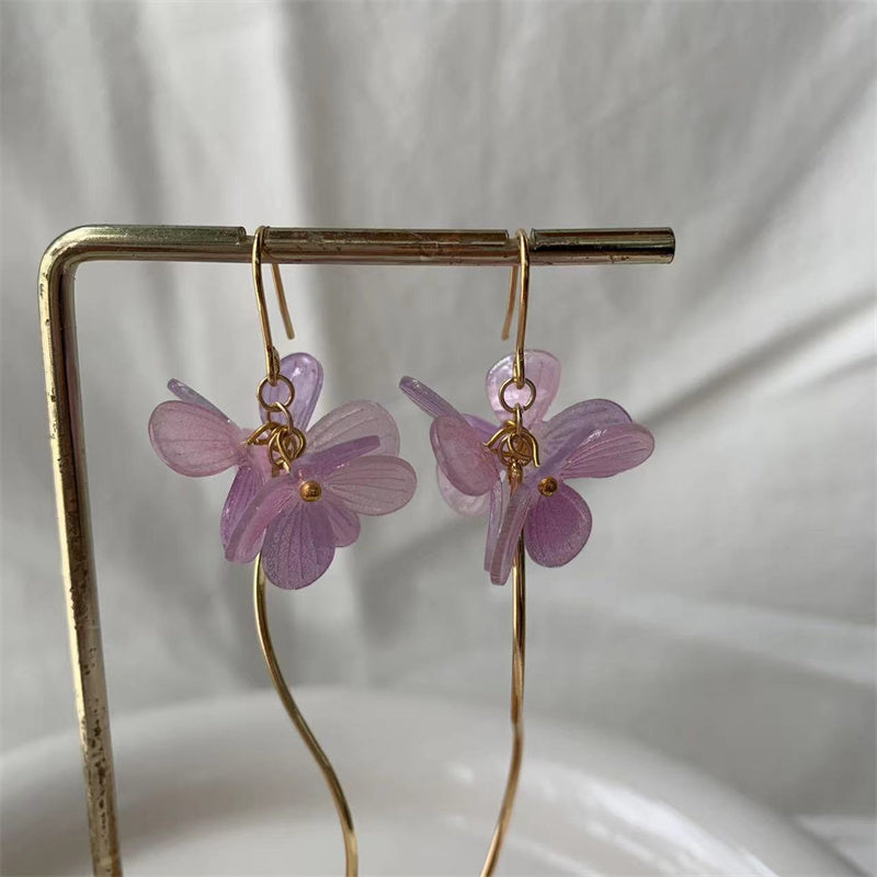 Purple Flower 14k Earrings