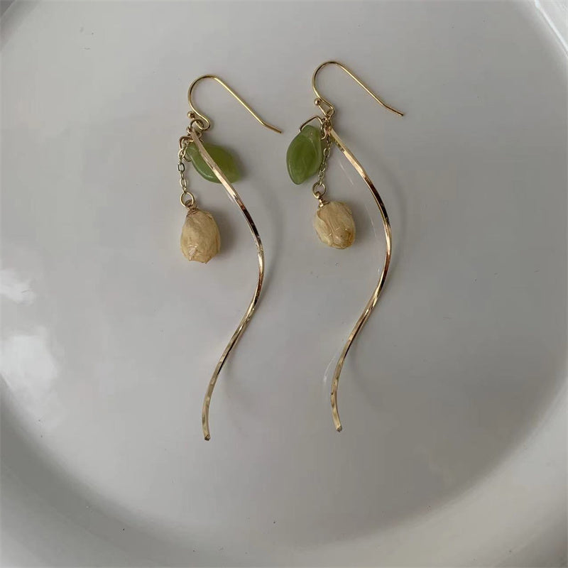 yellow flower 14k earrings