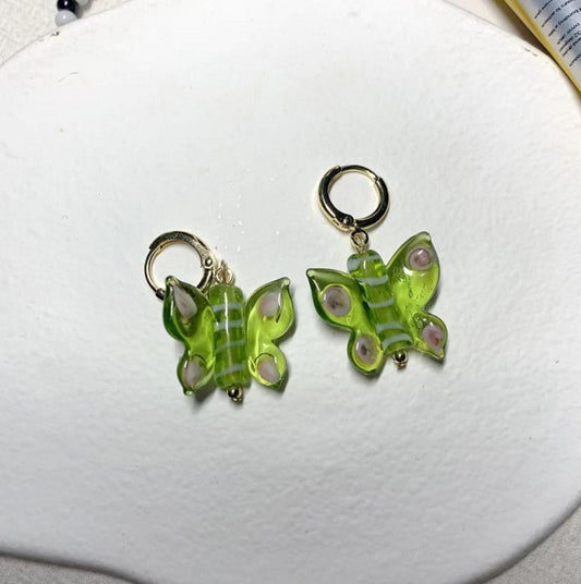 Green butterfly earrings