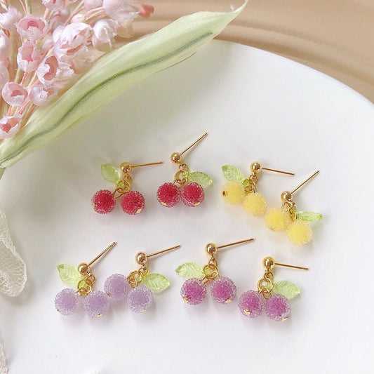 Crystal frosty fruit earrings